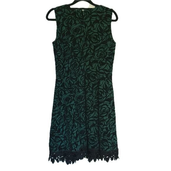 Donna Ricco Green Velvet Burnout Fit & Flare Dress Size 4 Holiday - Picture 4 of 9